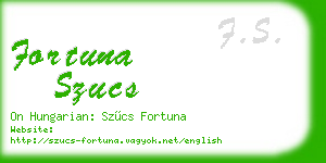 fortuna szucs business card